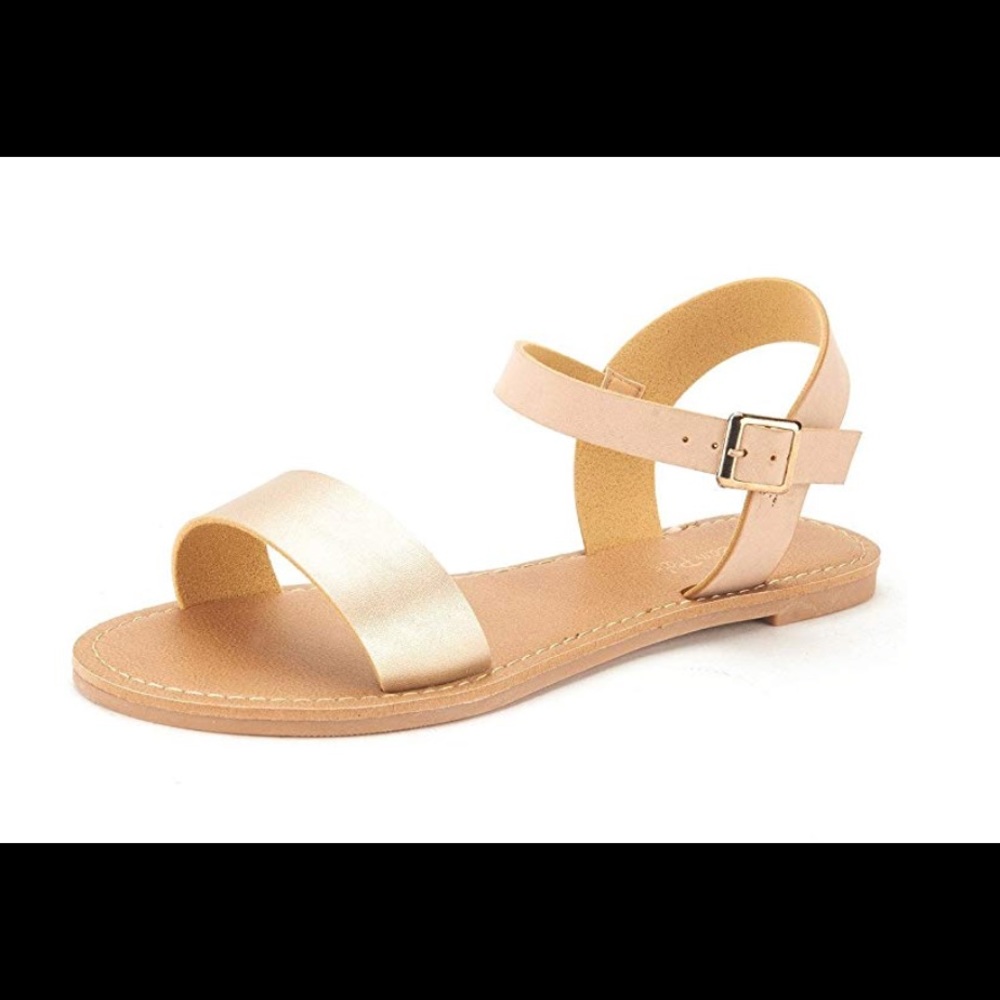 Open toe, ankle strap summer flat sandals